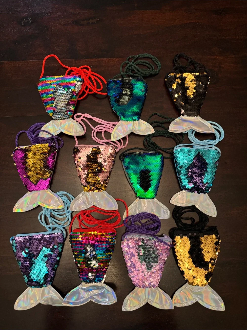 Sequin Mermaid Tail Crossbody Bag Party Favors for Kids - 11 Assorted Colors